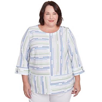 Plus Size Alfred Dunner Spliced Textured Jacquard Top