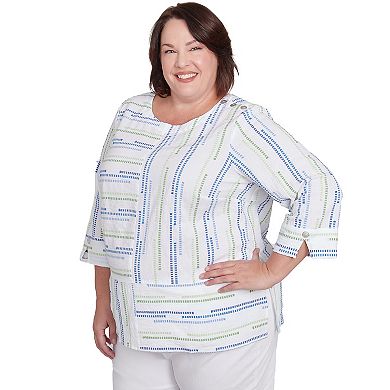 Plus Size Alfred Dunner Spliced Textured Jacquard Top