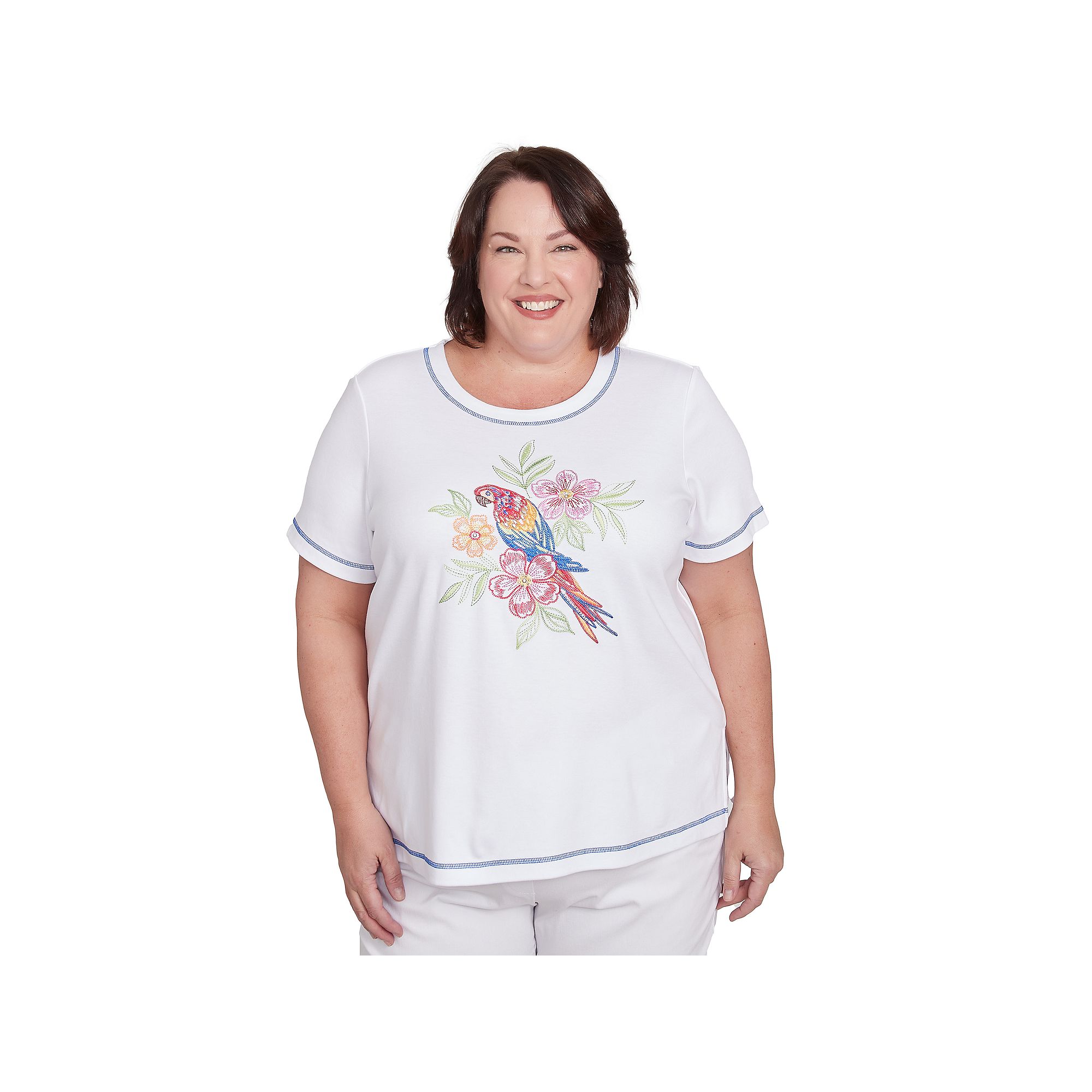 Plus Size Alfred Dunner Parrot Applique Short Sleeve Tee, Womens, Size: 3X