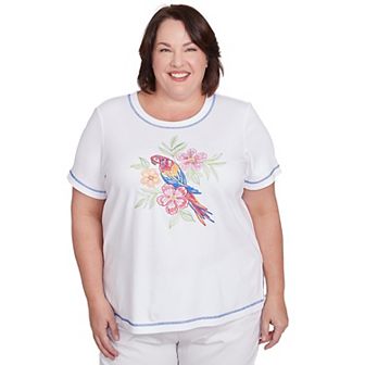 Plus Size Alfred Dunner Parrot Applique Short Sleeve Tee