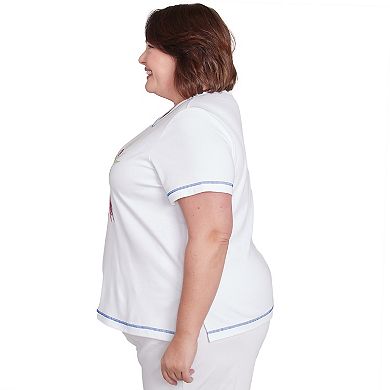 Plus Size Alfred Dunner Parrot Applique Short Sleeve Tee