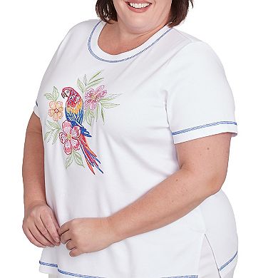 Plus Size Alfred Dunner Parrot Applique Short Sleeve Tee