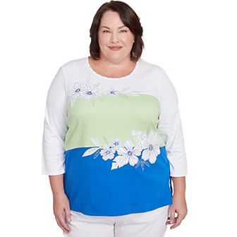 Plus Size Alfred Dunner Tropical Colorblock Floral Top