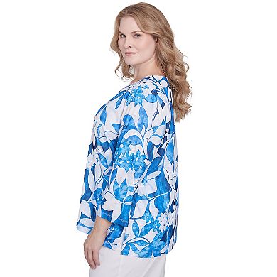 Plus Size Alfred Dunner Monotone Cobalt Floral Top