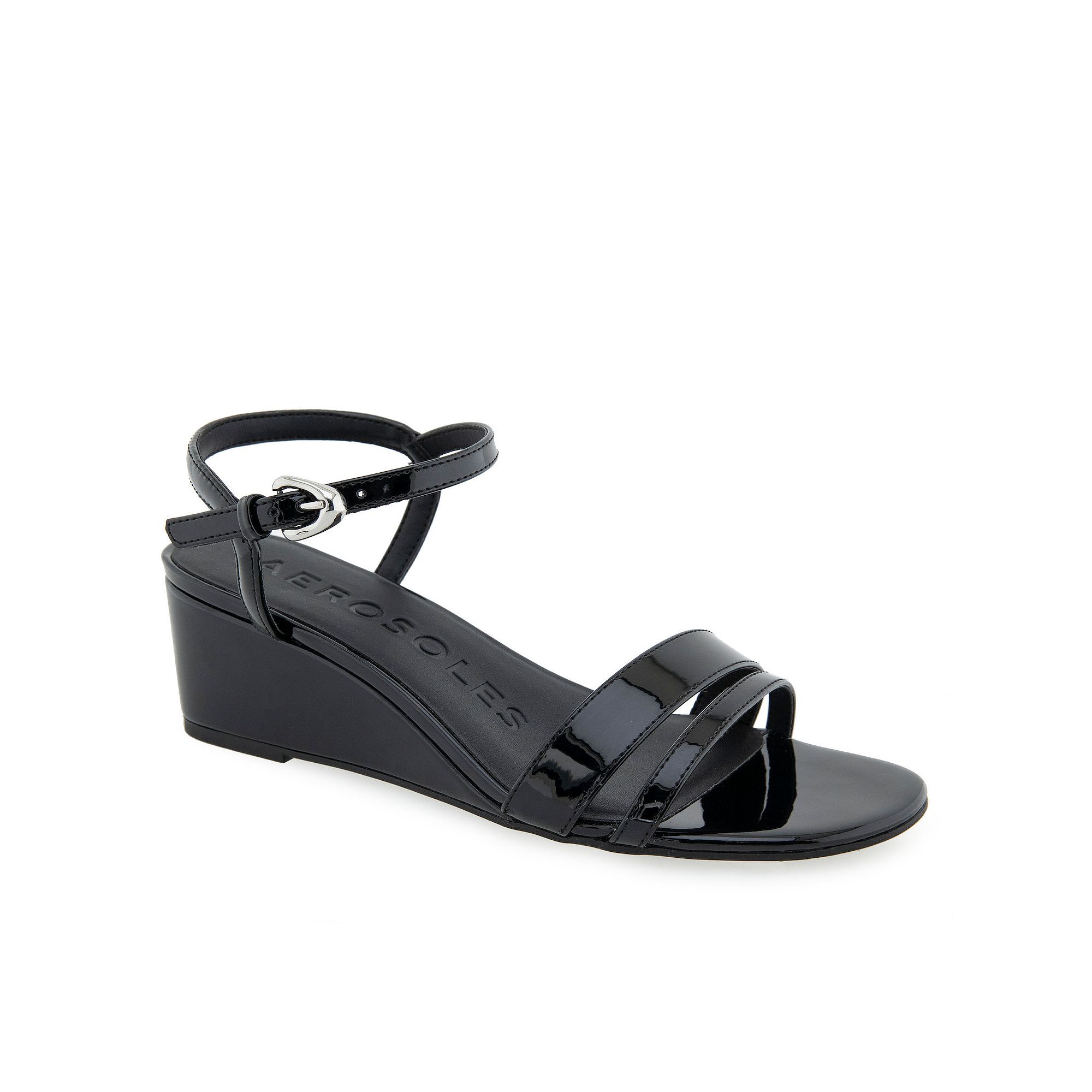 Aerosoles Witt Womens Wedge Sandals, Size: 5, Black Patent