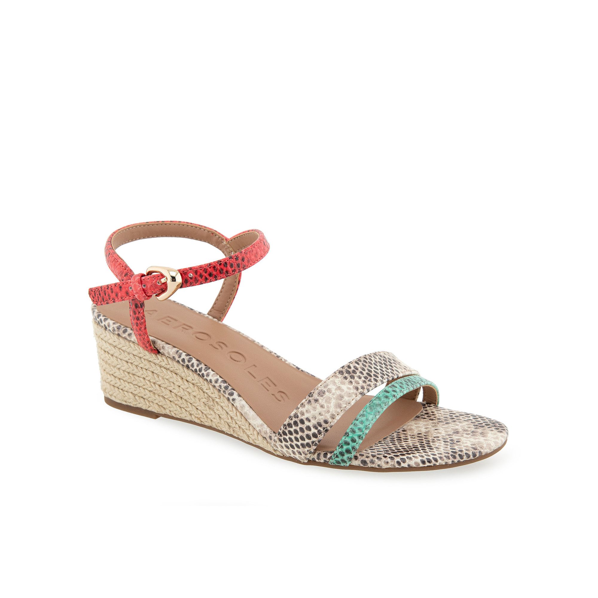 Aerosoles Witt Womens Wedge Sandals, Size: 6 Wide, Mint Pink Snake