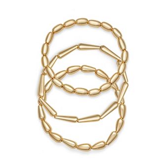 Nine West Gold Tone 3-Row Teardrop Stretch Bracelets