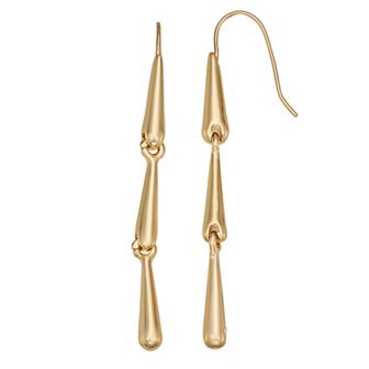 Nine West Gold Tone Linear Wire Drop Earrings