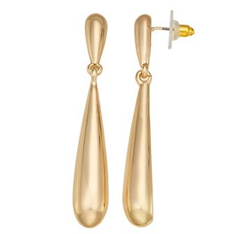Nine West Gold Tone Teardrop Double Drop Post Earrings