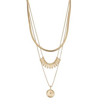 Nine West Gold Tone Multi-Row Pendant Necklace