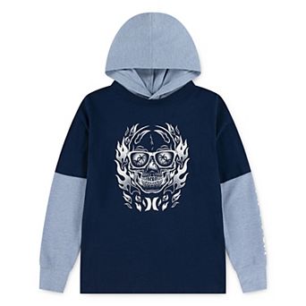 Boys 8-20 Hurley Graphic Hooded Twofer Lightweight Pullover T-shirt