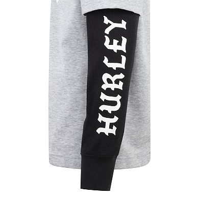 Boys 8-20 Hurley Twofer Oversized Graphic Long Sleeve Pullover Hoodie