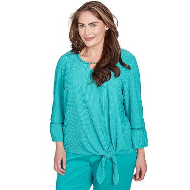 Plus Size Alfred Dunner Solid Tie Front Bell Sleeve Top