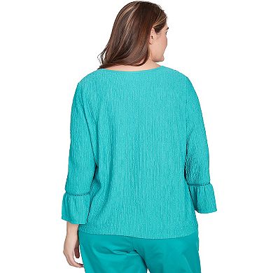 Plus Size Alfred Dunner Solid Tie Front Bell Sleeve Top