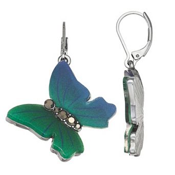 Simply Vera Vera Wang Black Tone Leverback Butterfly Drop Earrings