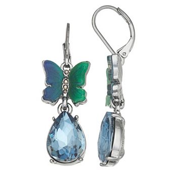Simply Vera Vera Wang Black Tone Leverback Butterfly Stone Drop Earrings