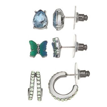 Simply Vera Vera Wang Black Tone Butterfly Trio Post Earrings Set