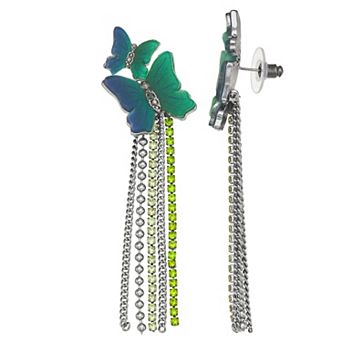 Simply Vera Vera Wang Black Tone Butterfly Fringe Post Linear Drop Earrings