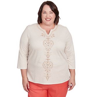 Plus Size Alfred Dunner Bold Medallion Stripe Top