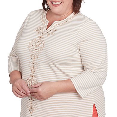 Plus Size Alfred Dunner Bold Medallion Stripe Top