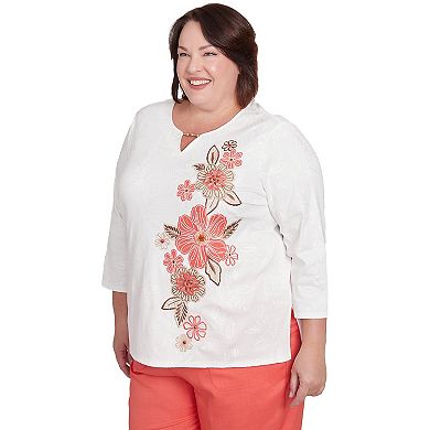 Plus Size Alfred Dunner Romantic Embroidered Floral Top