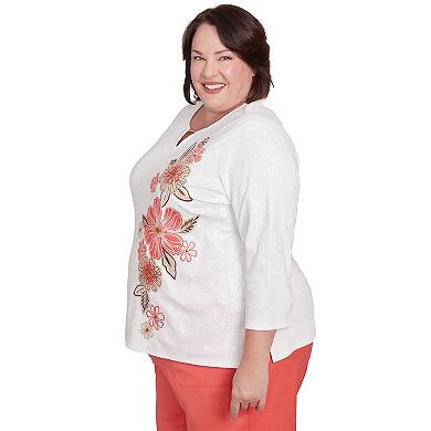 Plus Size Alfred Dunner Romantic Embroidered Floral Top