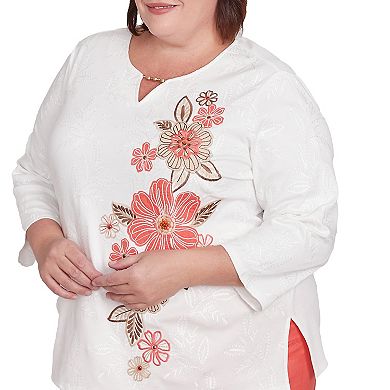 Plus Size Alfred Dunner Romantic Embroidered Floral Top