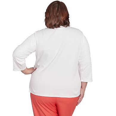 Plus Size Alfred Dunner Romantic Embroidered Floral Top