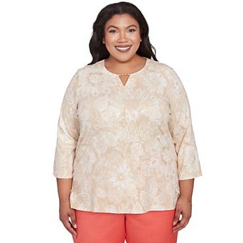 Plus Size Alfred Dunner Textured Floral Foil Accent Top