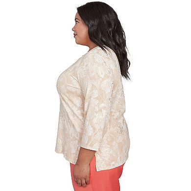 Plus Size Alfred Dunner Textured Floral Foil Accent Top