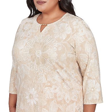 Plus Size Alfred Dunner Textured Floral Foil Accent Top