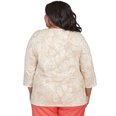 Plus Size Alfred Dunner Textured Floral Foil Accent Top