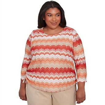 Plus Size Alfred Dunner Modern Chevron Drawstring Top