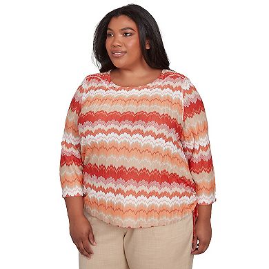 Plus Size Alfred Dunner Modern Chevron Drawstring Top