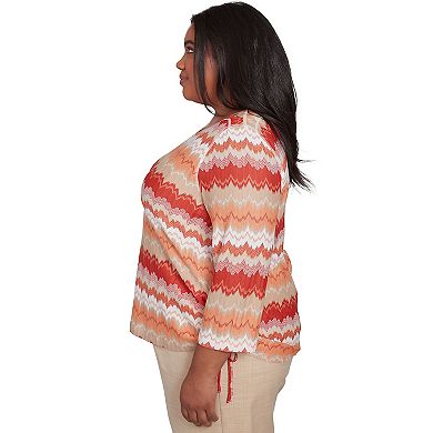 Plus Size Alfred Dunner Modern Chevron Drawstring Top