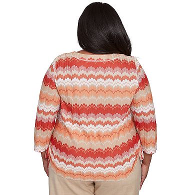 Plus Size Alfred Dunner Modern Chevron Drawstring Top