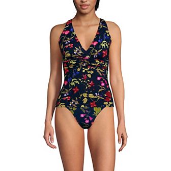 Women's Lands' End V-Neck Plunge X-Back Tankini Top