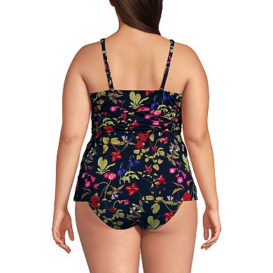 Plus Size Lands' End V-Neck Plunge X Back Tankini Swim Top