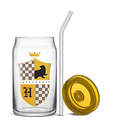 JoyJolt Harry Potter 4-Piece House Crests Tumbler Glasses with Lids