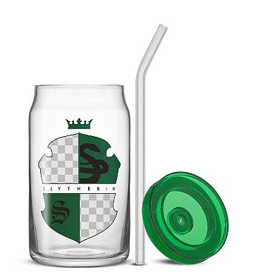 JoyJolt Harry Potter 4-Piece House Crests Tumbler Glasses with Lids