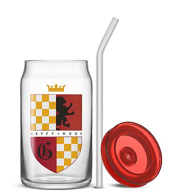 JoyJolt Harry Potter 4-Piece House Crests Tumbler Glasses with Lids
