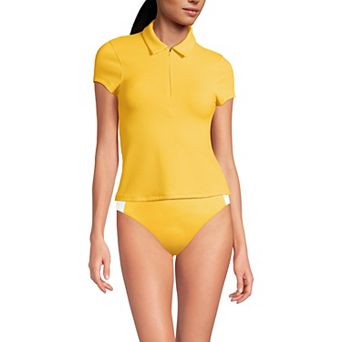 Women's Lands' End Short Sleeve Pique Johnny Collar UPF 50 Rashguard