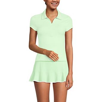 Women's Lands' End Short Sleeve Pique Johnny Collar UPF 50 Rashguard