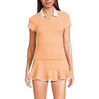 Women's Lands' End Short Sleeve Pique Johnny Collar UPF 50 Rashguard