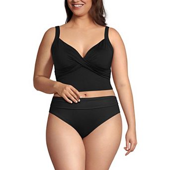 Plus Size Lands' End DD-Cup V-Neck Wrap Tankini Swim Top