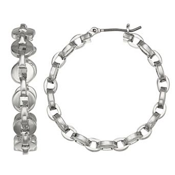 Simply Vera Vera Wang Silver Tone Click-It Link Hoop Earrings