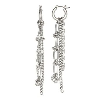 Simply Vera Vera Wang Silver Tone Click-It Chain Linear Earrings