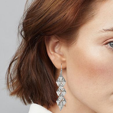 Simply Vera Vera Wang Silver Tone Leverback Diamond-Shape Linear Earrings