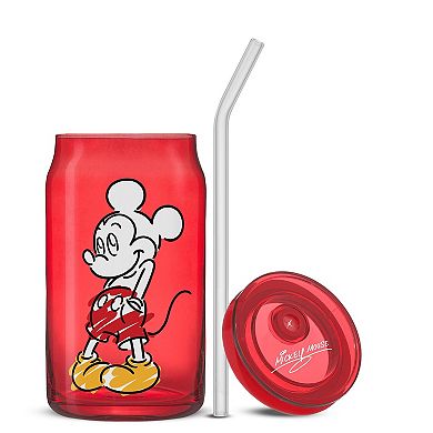 JoyJolt Disney's Mickey Mouse & Friends 4-Piece Color Sketch Tumbler Glasses with Lids
