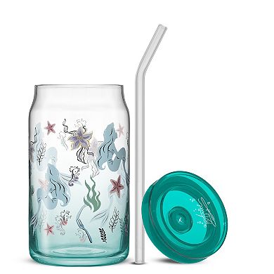 JoyJolt Disney Princess 4-Piece Icon Tumbler Glasses with Lids